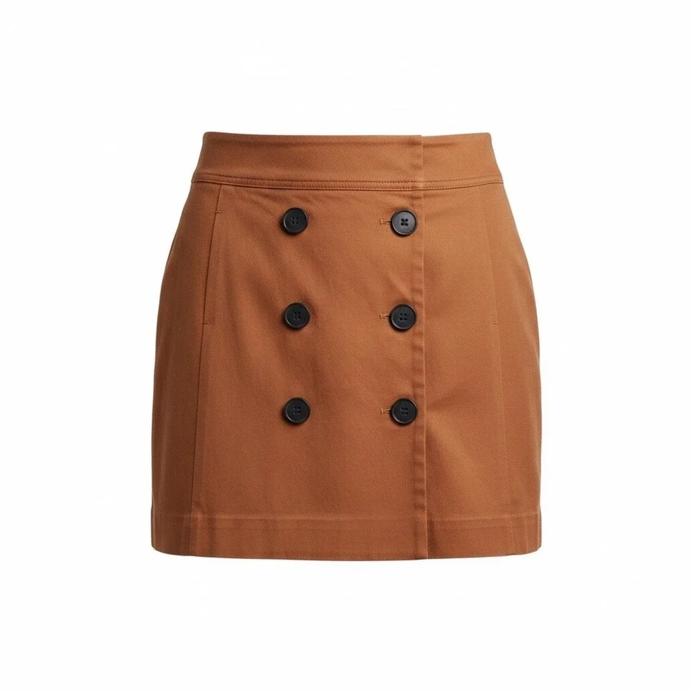 Ann Taylor Loft Brown Button Wrap Skirt Women's Size 6 - Business Preppy